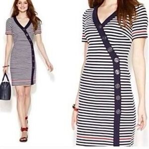Zooey Deschanel x Tommy Hilfiger Nautical Striped V-Neck Rivka Dress